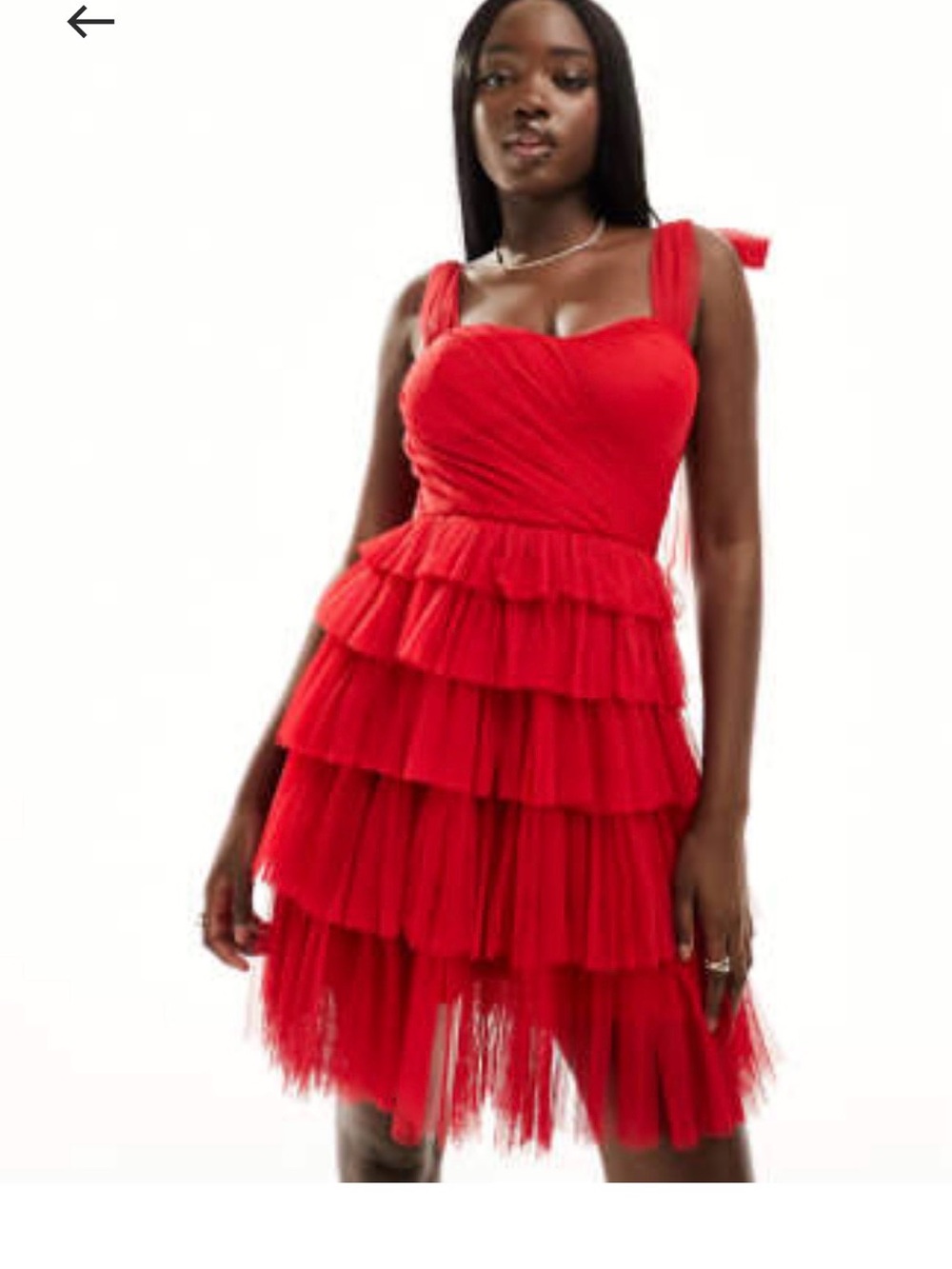 Women's Red Ruffled Tiered Mini Dress with Tie Straps from ASOS